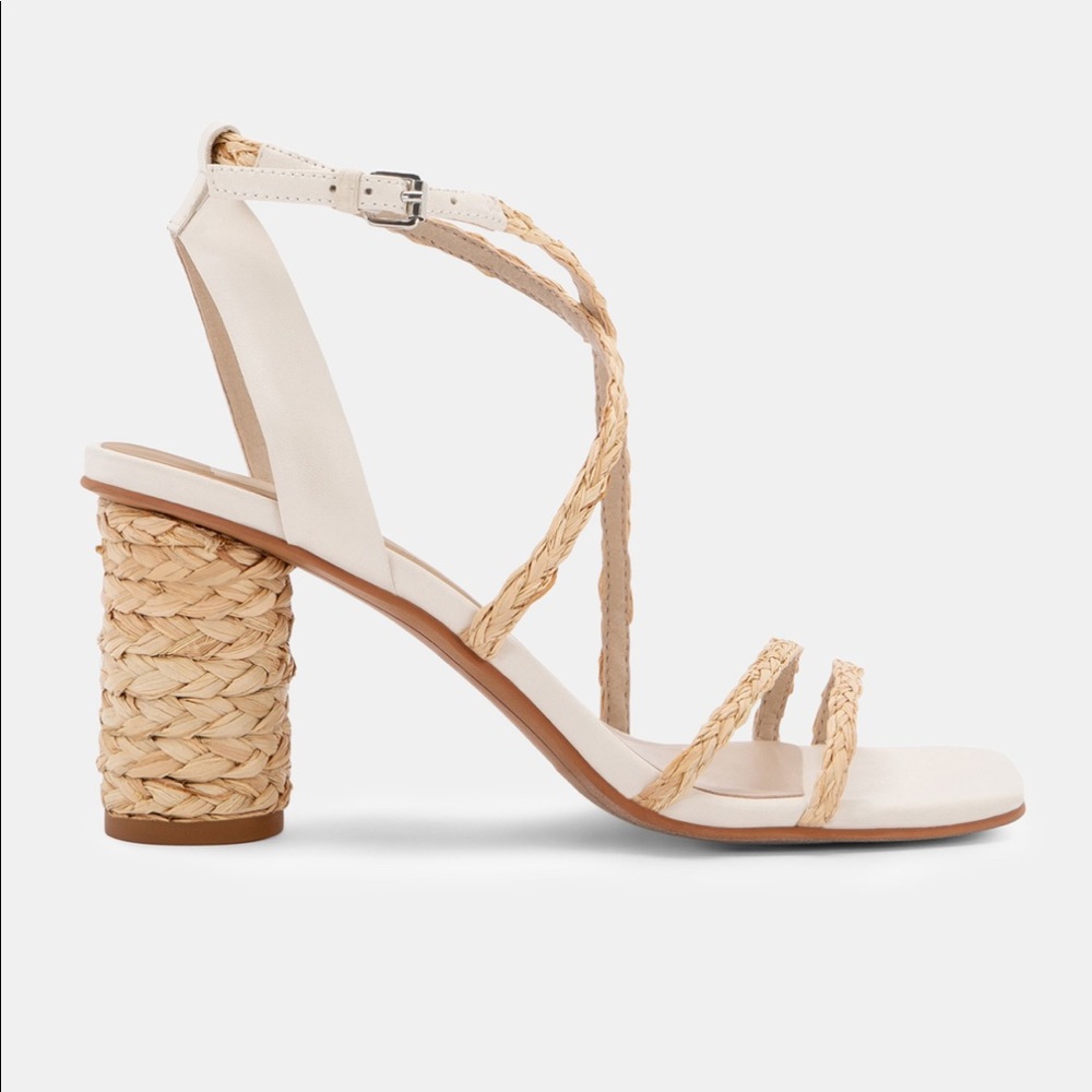 Nico Heels Sandals Natural Raffia and White